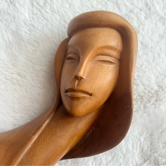 MCM Vintage Wooden Woman Sculpture - Picture 3 of 12